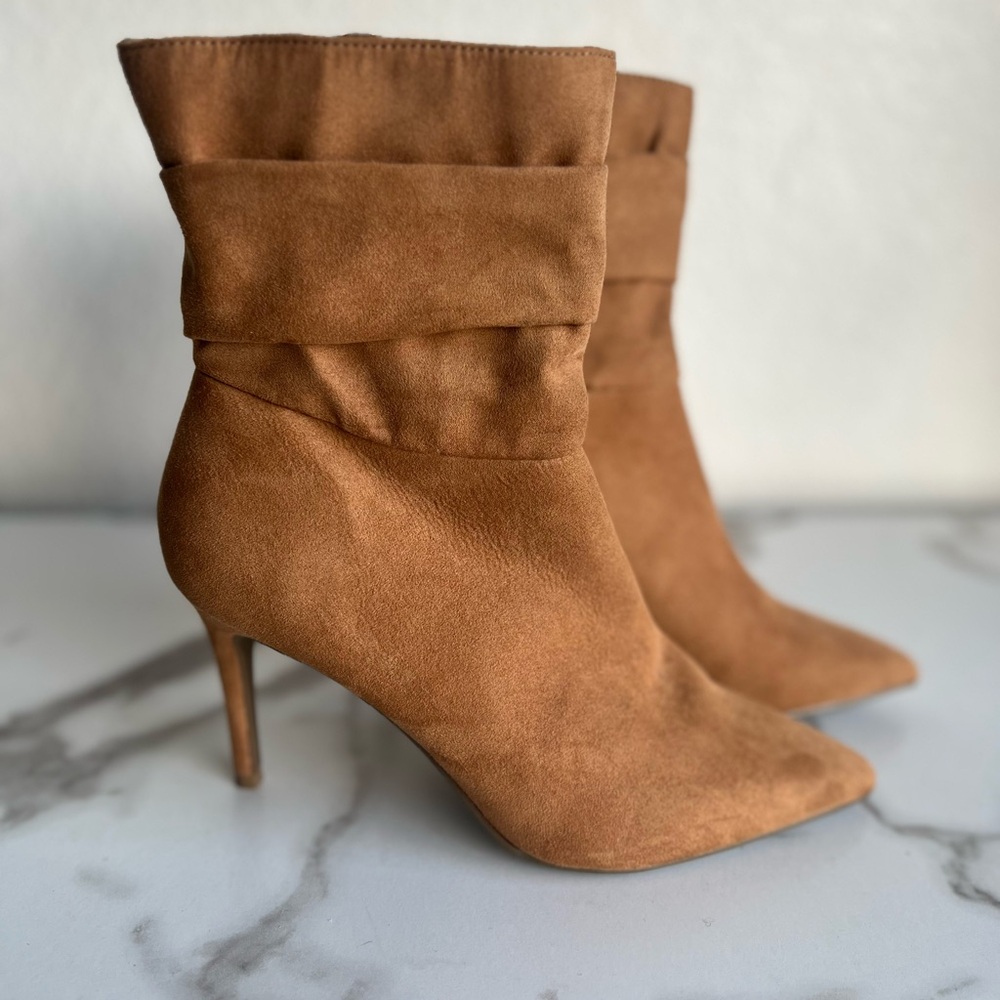 Women’s Marc Fisher Manya Fashion Boot in Tan /‎ Camel Suede Women's Boots